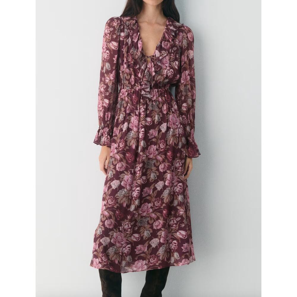 Aritzia Bronte Midi Dress Floral Small